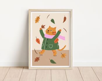 Feuilles d'automne - A4 Cat Art Print 8