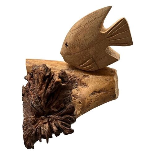 Fish on Driftwood, Natural, Assorted Shape