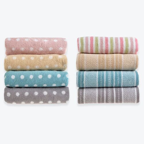 Cotton Bath Towels in Bold Stripe & Spot Design