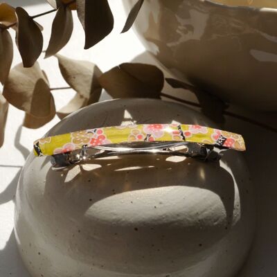 Large Japanese paper hair barrette - Yellow