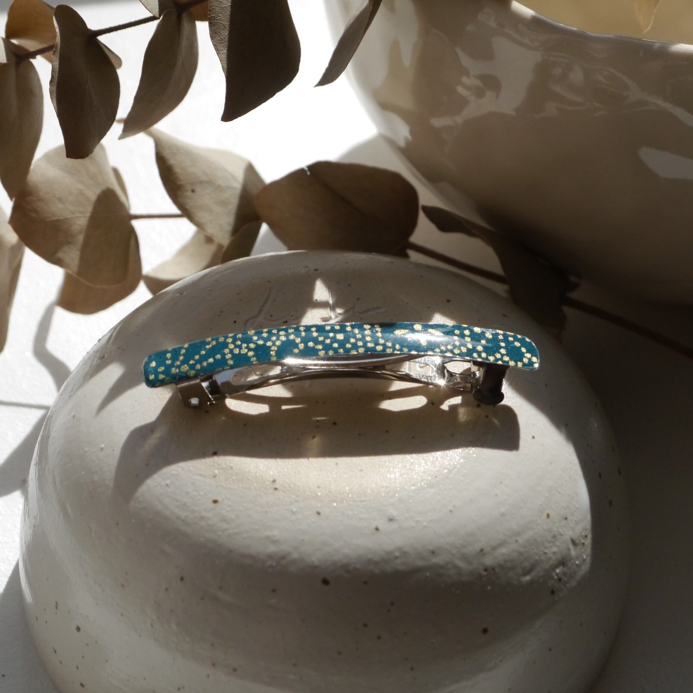 Molletta per capelli piccola in carta giapponese - Blu anatra