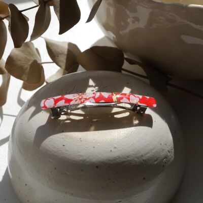 Small Japanese paper hair barrette - Red
