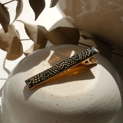 Small Japanese paper hair clip - Black and gold