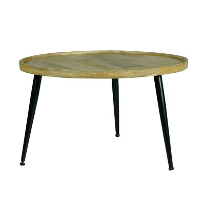 TABLE RONDE TROIS PIEDS MANGUE/FER 70 X 40CM