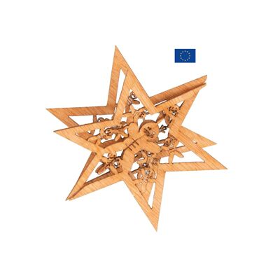 Tarjeta de regalo de madera con patrón de estrella decorada