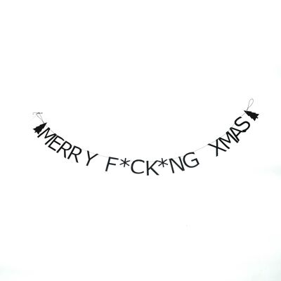 Ghirlanda di Natale HV Merry F*ck*ng - 160 cm - Nera
