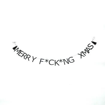 Guirlande de Noël HV Merry F*ck*ng - 160 cm - Noir 1