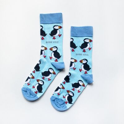 Puffin-Socken | Bambussocken | Hellblaue Socken