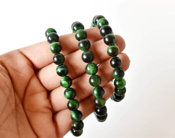 Green Tiger Cats Eye Bracelet (Longevity and Protection ) 8