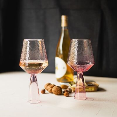 Wine Glass Claude, pink, set of 2