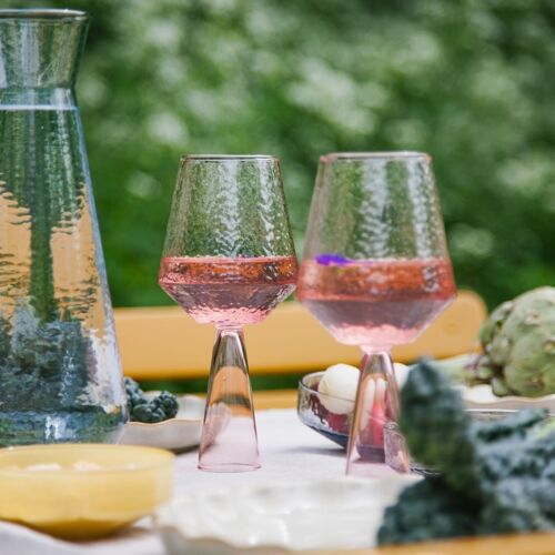 Wine Glass Claude, pink, set of 2