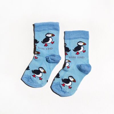 Puffin-Socken | Kinder Bambussocken | Hellblaue Socken