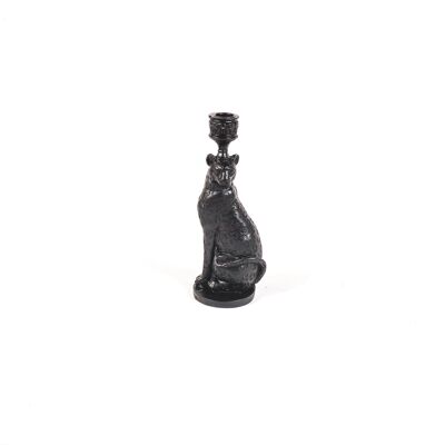 HV Leopard Candleholder- Black- 10x10x26 cm