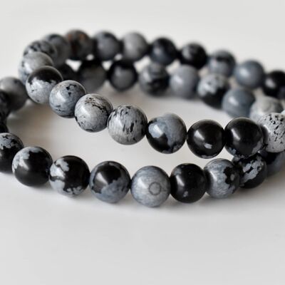 Schwarzes Schneeflocken-Obsidian-Armband (Intuition und Weisheit)