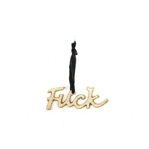 HV Christmas pendants 'FUCK' - Gold - 11x5.5cm