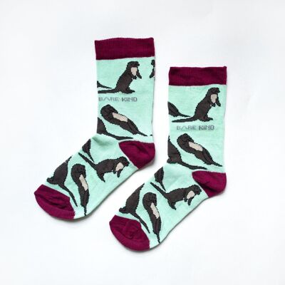 Otter-Socken | Kindersocken aus Bambus | Pastellgrüne Socken