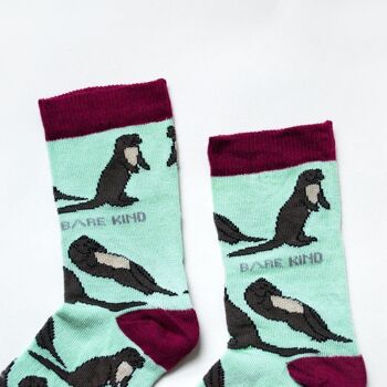 Chaussettes loutre | Chaussettes en bambou pour enfants | Chaussettes Vert Pastel 2