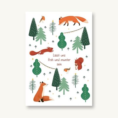 Postkarte Weihnachten - Lasst uns froh und munter sein