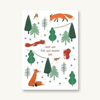 Carte postale Noël - Soyons heureux et joyeux 1
