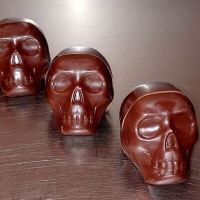SKULL x3 cioccolato fondente ripieno di pralina alla nocciola per HALLOWEEN BIOLOGICO e VEGANO