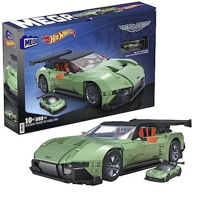 Mattel - HMY97 - MEGA HOT WHEELS - Juego de Construcción de Coches - Aston Martin Vulcan Gran Escala 1:18 - 986 Piezas, Coleccionable, Juguete - mayores de 10 años y adultos