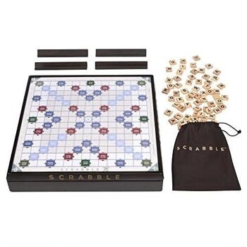 Mattel - HPK87 - Scrabble - Edition 75Ème Anniversaire - Jeu de société, jeu de plateau - Lettres en Bois , Plateau Tournant en Bois,  2 Modes De Jeu - De 2 À 4 Joueurs 2