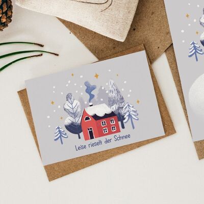 Mini tarjeta - pequeños mensajes - la nieve cae tranquilamente DIN A7