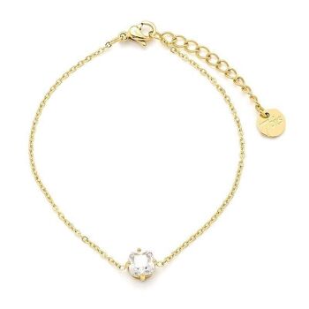 Bracelet Acier Ajustable Chaîne Fine Strass Facetté Rond Noël 2