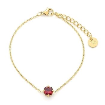 Bracelet Acier Ajustable Chaîne Fine Strass Facetté Rond Noël 4