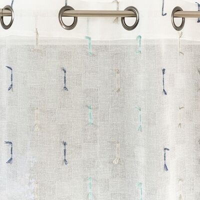 GEZİ durchsichtiger Vorhang – Col Bleu – Ösenpaneel – 140 x 260 cm – 100 % Polyester