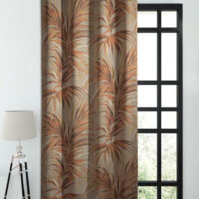 PALMIERS sheer curtain - Terracotta collar - Eyelet panel - 140 x 260 cm - 65% polyester 25% linen 10% screws