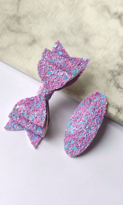 DELUXE BUBBLEGUM BOW AND SNAP - SET OF 2 HAIR CLIPS