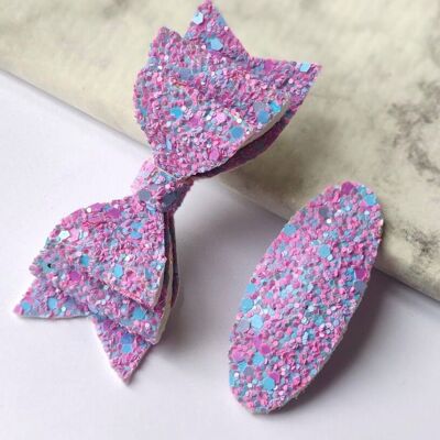 DELUXE BUBBLEGUM BOW AND SNAP - SET OF 2 HAIR CLIPS