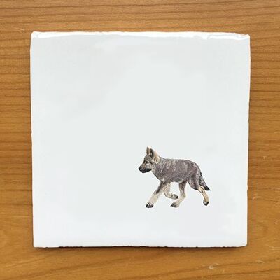 Wolf Pup Vintage Style Tile