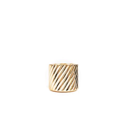 Cylindre porte-bougie chauffe-plat nervuré HV, 6,5x6,5x6,5 cm, doré