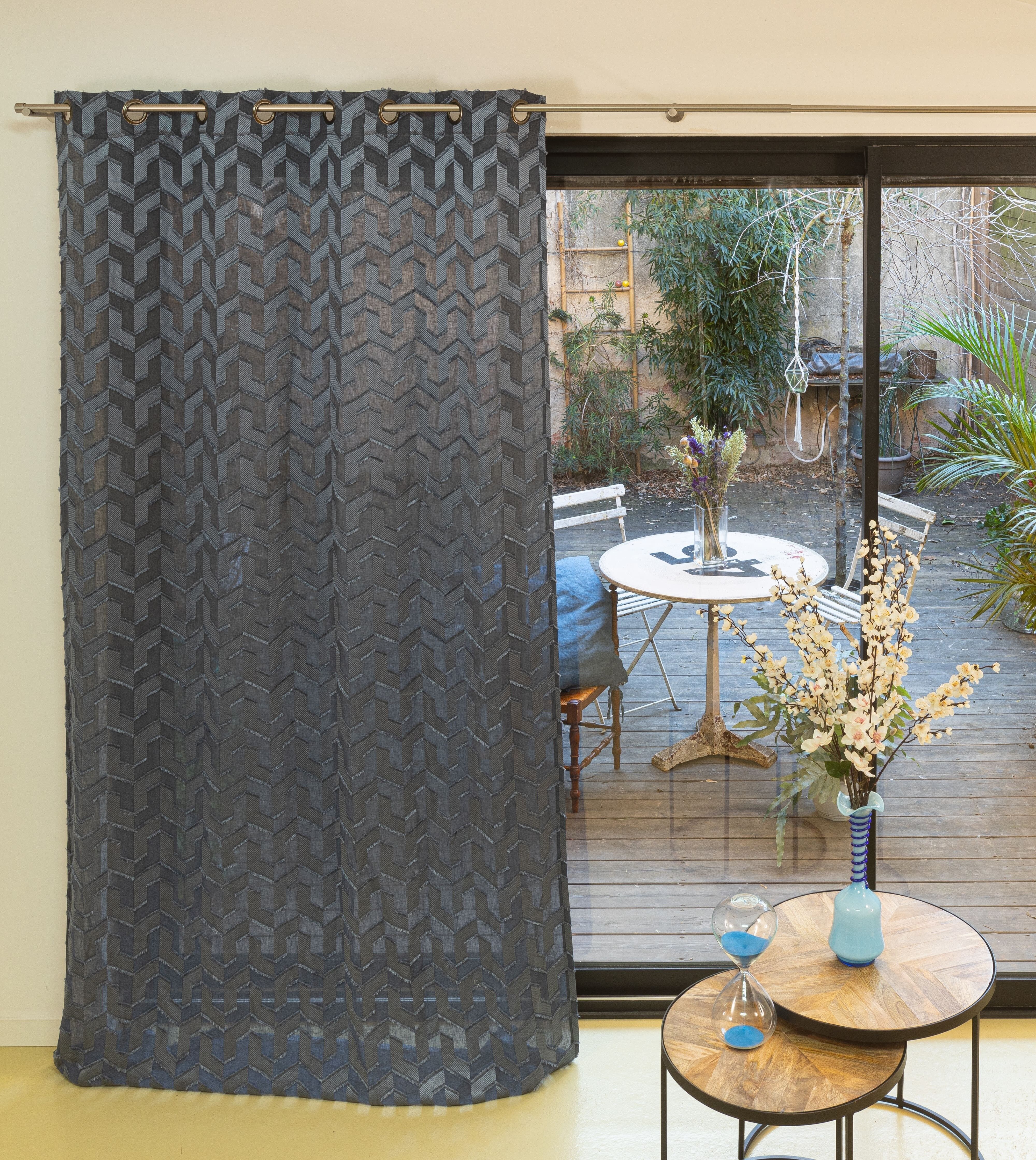 TROIE sheer curtain - Blue Collar - Eyelet panel - 140 x 260 cm - 75% Linen 25% polyester