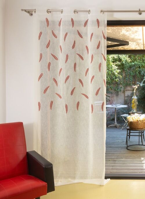 Rideau EPHESE  - Col Rouge - Panneau à oeillets - 140 x 260 cm - 100 % polyester