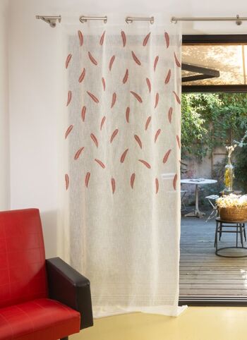 Rideau EPHESE  - Col Rouge - Panneau à oeillets - 140 x 260 cm - 100 % polyester 1