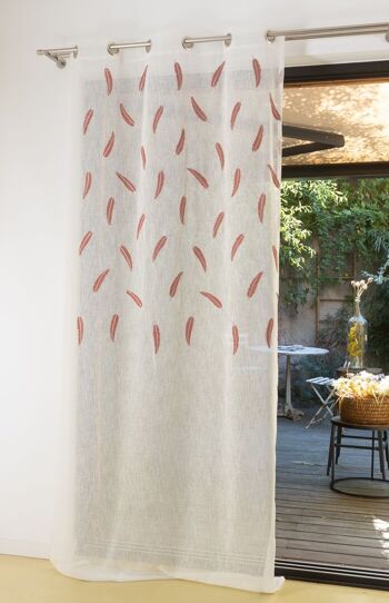 Rideau EPHESE  - Col Rouge - Panneau à oeillets - 140 x 260 cm - 100 % polyester 4
