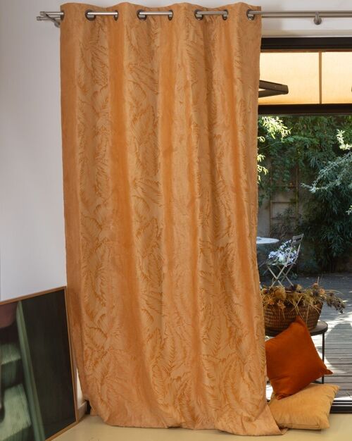 Double-rideau PALMA - Col Moutarde - Panneau à oeillets - 140 x 260 cm - 100 % polyester