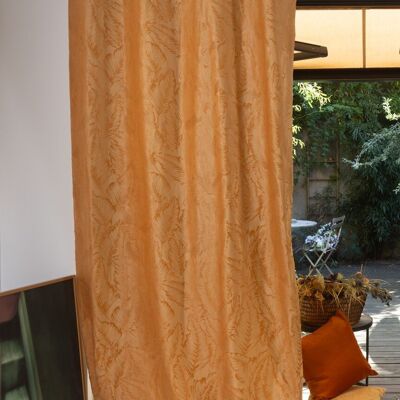 PALMA Doppelvorhang – Senffarbener Kragen – Ösenpaneel – 140 x 260 cm – 100 % Polyester