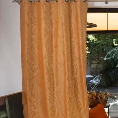 PALMA Doppelvorhang – Senffarbener Kragen – Ösenpaneel – 140 x 260 cm – 100 % Polyester