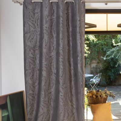 PALMA Doppelvorhang – Grauer Kragen – Ösenpaneel – 140 x 260 cm – 100 % Polyester