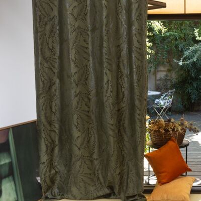 Doppelvorhang PALMA – grüner Kragen – Ösenpaneel – 140 x 260 cm – 100 % Polyester