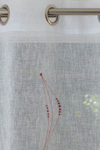 Rideau Voilage CELESTIN - Col Rouge/Gris - Panneau à oeillets - 140 x 260 cm - 100 % polyester 4