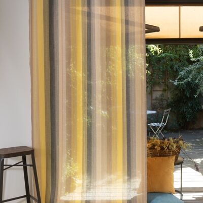 Tenda Trasparente TREVI - Collo Senape - Pannello con Occhielli - 140 x 260 cm - 60% lino 40% poliestere