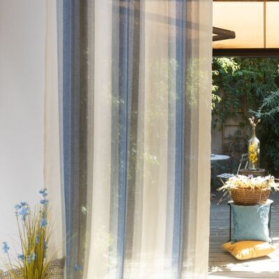 Cortina transparente TREVI - Cuello natural - Panel con ojales - 140 x 260 cm - 60% lino 40% poliéster