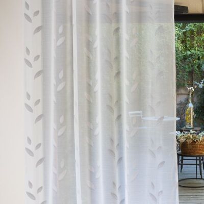 Transparenter Vorhang NAPOLI – grauer Kragen – Öseneinsatz – 140 x 260 cm – 100 % Polyester