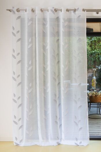 Rideau voilage NAPOLI - Col Gris - Panneau à oeillets - 140 x 260 cm - 100 % polyester 1