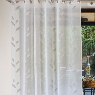 Transparenter Vorhang NAPOLI – grauer Kragen – Öseneinsatz – 140 x 260 cm – 100 % Polyester